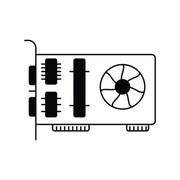 graphic card glyph outline icon with white background vector stock illustration