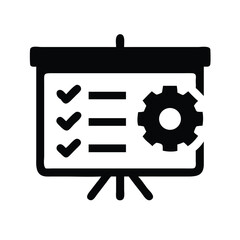 Aufkleber - Presentation board checklist with gear icon for business settings and project management plan
