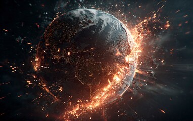 Poster - EISTH rewrite, planet impact, explosion of light and debris, dark background, photorealistic, detailed, high resolution, cinematic, high detail, 