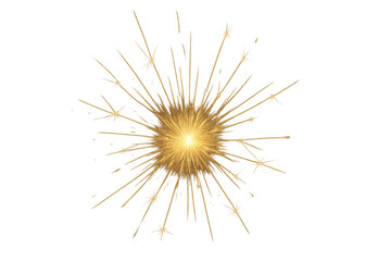 Aufkleber - Bright golden firework exploding creating a star shape, with sparks and glitters on a transparent background