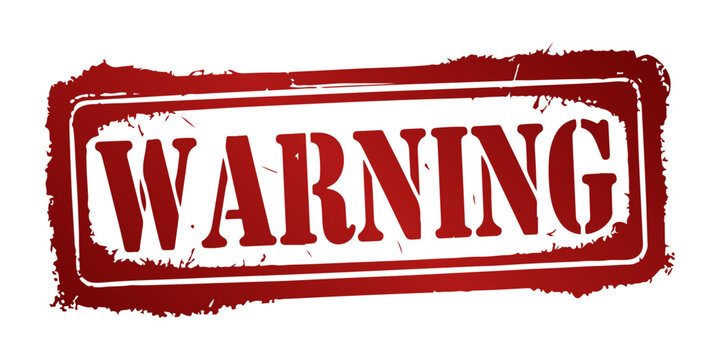 Warning red grunge rubber stamp. Red Warning Stamp. Grunge Warning Sign with Copy Space. Textured rectangular Warning Stamp isolated on Transparent Background. Vector