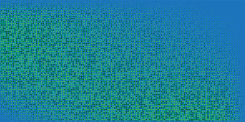 Poster - Pixelated Blue and Green Gradient Pattern with Digital Mosaic Effect,Ideal for technology, backgrounds