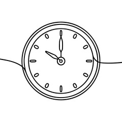 Poster - Simple clock on wall in minimalist style. Clock on wall showing the time as part of interior decor with ten o'clock time indication, created with line art technique for sophisticated room design.