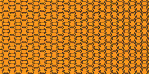 Poster - Abstract Orange Hexagonal Pattern with Geometric Symmetry Design