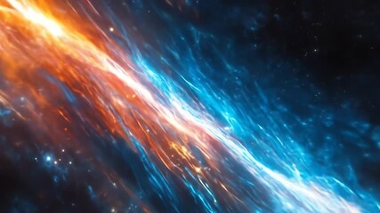 Aufkleber - Abstract cosmic flow, blue, orange, pink energy streams across dark space, symbolizes power, dynamism, creation, universe, and cosmic energy