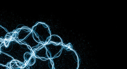 Poster - Glowing abstract light trails on a dark background create a dynamic effect