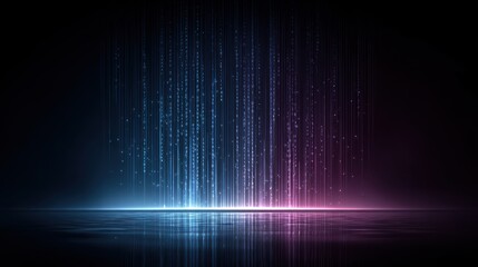 Poster - Blue and purple gradient tech background with futuristic binary code patterns and light streaks.