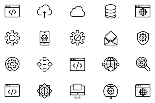 Vector set of web and mobile communication icons for business and social media