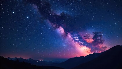 Wall Mural - Night sky ablaze with a constellation's twinkling stars, captured in stunning detail Perfect for astronomy, space, and fantasy themes Deep, rich colors and vibrant sparkle , bright, night