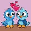 © Creative_Rasma - Cute Little Birds in Love with Hearts Floating Above new 2025 trendy