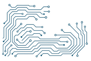 Poster - Intricate electronic circuit board pattern connecting digital nodes, creating a technological network on a transparent background, ideal for digital and tech-related designs