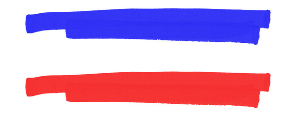 Poster - Freehand Strokes in Red and Blue Marker Pens with Sketchy Artistic Detailing Isolated on a Transparent or White Background