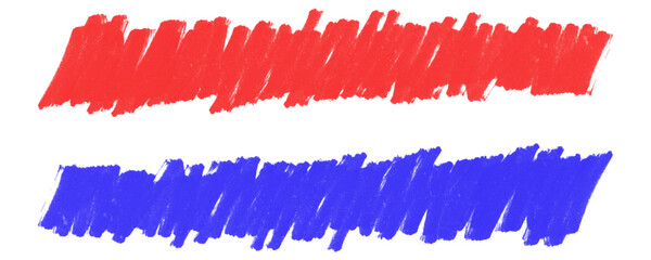 Poster - Marker Pen Strokes in Red and Blue With Pencil Hatch Sketch Style for Framing or Emphasis on a Transparent or White Background