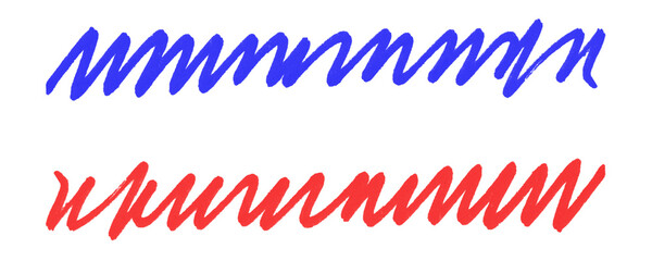 Poster - Red and Blue Marker and Pencil Stroke Set for Highlighting and Drawing Attention Creatively on a Transparent or White Background