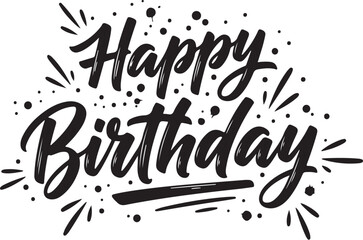 Fototapete - Vector art of happy birthday handwritten calligraphy with festive splatters