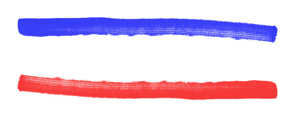 Poster -  Red and Blue Highlighter Brush Stroke Design for Note Emphasis and Visual Accent Isolated on a Transparent or White Background