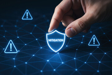 Poster - Mitigation risk protection security control strategies reduce danger and safeguard digital networks with trusted defense