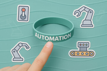 Poster - Automation process and technology empower industry manufacturing with machines equipment and precise control