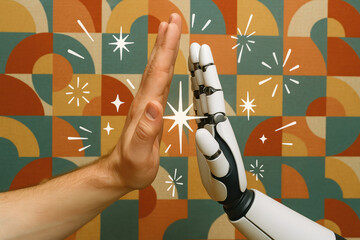 Poster - Collaboration success and innovation create a future partnership and technology achievement with inspiring interaction