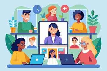 Poster - Diverse group of people participating in a video conference call