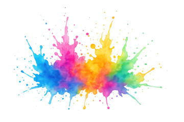 Leinwandbilder - Bright rainbow watercolor splash exploding on transparent background, perfect for adding a vibrant touch to any project