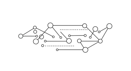 Poster - Abstract network diagram showing interconnected circles and dashed lines