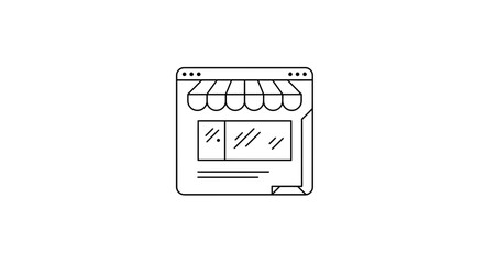 Poster - Illustration of a simple storefront with awning and window display area
