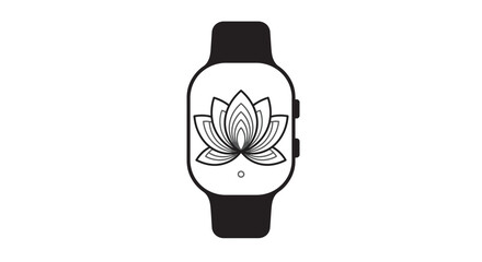 Poster - Illustration of a smart watch displaying a lotus flower on its screen