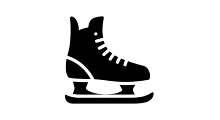 Poster - Illustration of a black ice skate with white laces on a white background