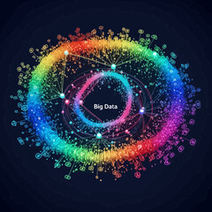 Poster - Colorful Artistic Data Visualization Ring with Connected Nodes Illustration