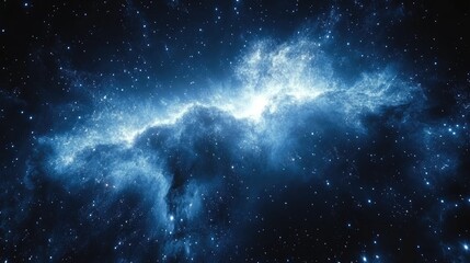 Spectacular cosmic nebula illuminating a dark blue space, a symphony of celestial beauty