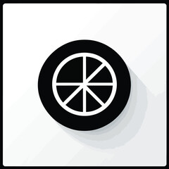 Fototapete - Stylized Wheel Icon With Spokes Graphic Vector Element For Infographics And Designs Representing Movement Rotation And Technology In A Clean Modern Aesthetic With Bold Lines And Simple Shapes