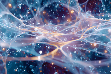 Poster - Abstract illustration of a network with glowing elements, representing the vastness and mysteries of the universe