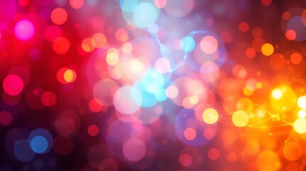 Poster - Vibrant and dynamic abstract bokeh background with multicolored circles creates a festive atmosphere