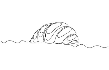 Poster - Continuous one line drawing of croissant minimalism vector illustration. Single line art Croissant icon badge bakery, Continuous one single minimal line drawing. Editable outline