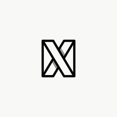 Poster - Letter NX or XN Linear Geometric Monogram in Square. 