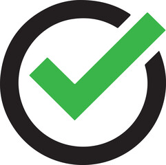 Poster - Green check mark inside black circle silhouette