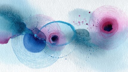 Poster - Abstract ink swirls representing breath and meditation, soft gradients and circular motion suggest inner peace