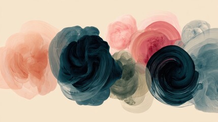 Poster - Abstract ink swirls representing breath and meditation, soft gradients and circular motion suggest inner peace