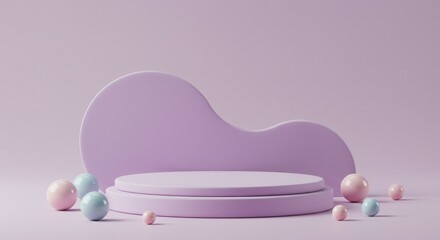 Aufkleber - Display Platform with Pastel Spheres for Product Showcase