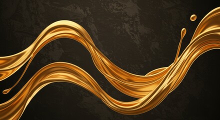 Leinwandbilder - Golden Fluid Motion Against Dark Textured Background