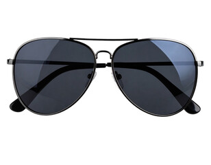 Wall Mural -  Classic black aviator sunglasses with reflective lenses isolated on transparent background PNG