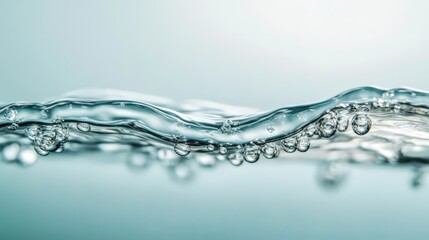 Poster - Close-Up of Clear Water Surface with Bubbles and Ripples Captured in Soft Light for Nature and Aquatic Themes