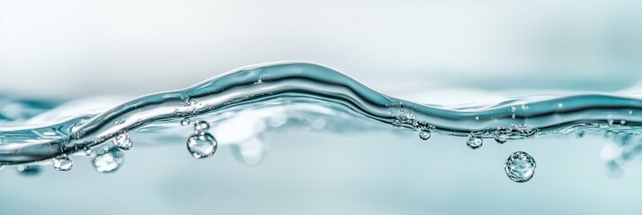 Poster - Crystal Clear Water Waves with Bubbles and Reflections in a Soft Light Environment for Nature and Landscape Photography
