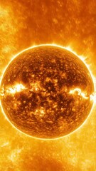 Wall Mural - detailed close-up of the sun, showing surface details, solar flares and solar activity, warm tones, 