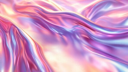 Aufkleber - Shimmering Satin Fabric Waves with Colorful Reflections and Soft Textures for Abstract Backgrounds and Creative Design Projects