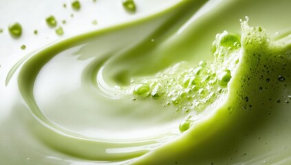 Poster - Smooth and Creamy Green Liquid with Bubbles and Swirls Perfect for Backgrounds or Food-Related Designs