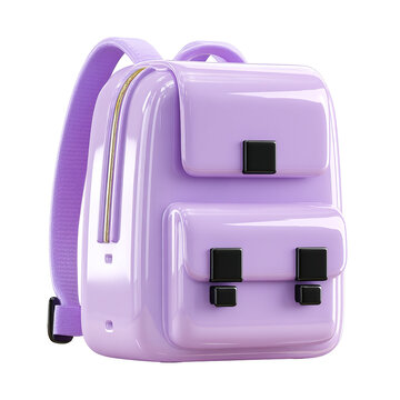 Stylish purple backpack 3D render against black backdrop exudes modern minimalism