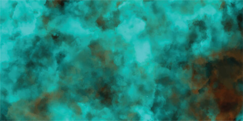 Aufkleber - Abstract teal and brown watercolor background artistic digital painting with smoky cloud effect for design and decoration