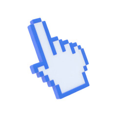 Fototapete - 3d rendered Pixelated blue and white computer mouse cursor hand icon isolated on transparent background